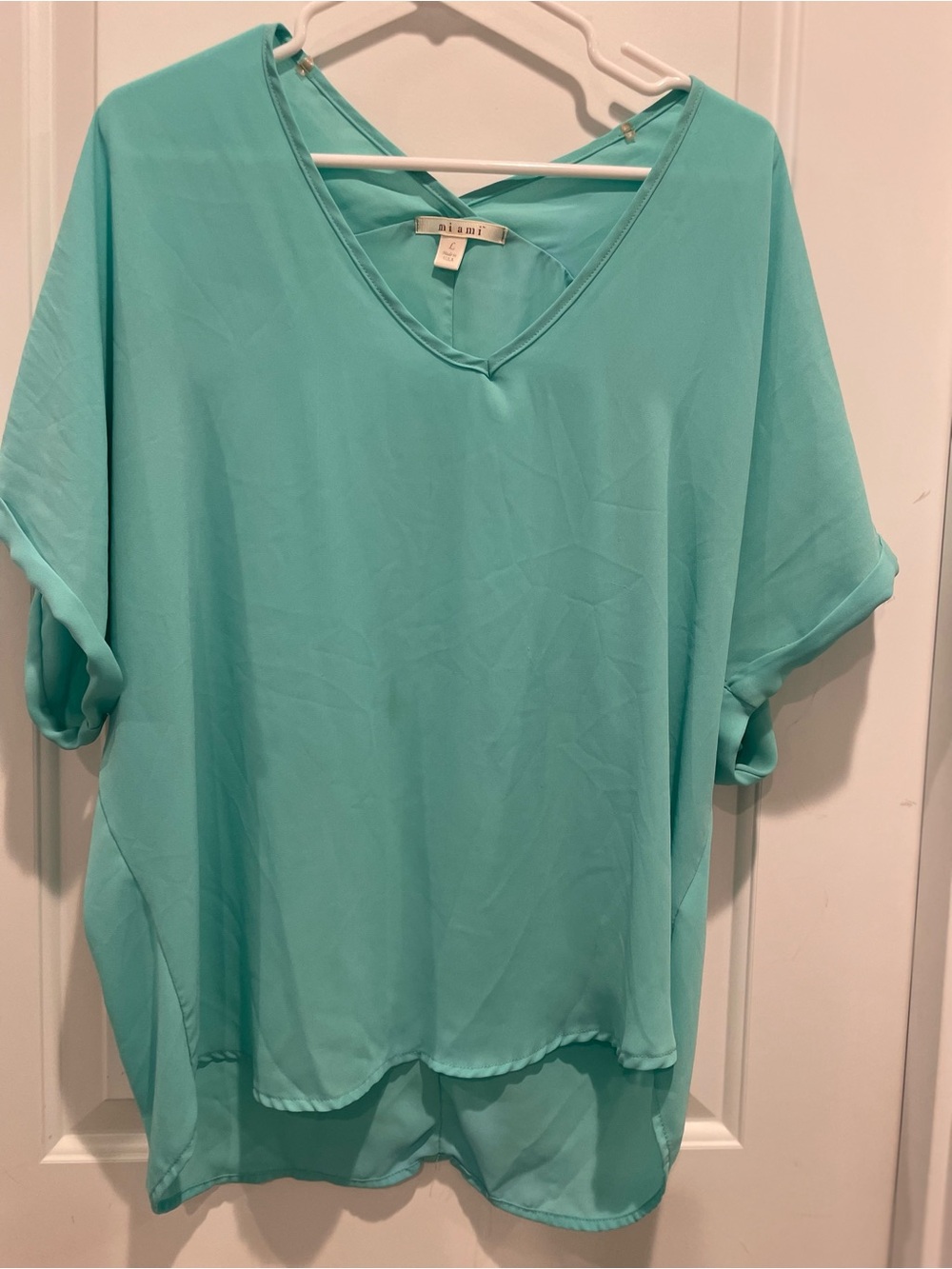 miami Turquoise V-Neck Flow Top